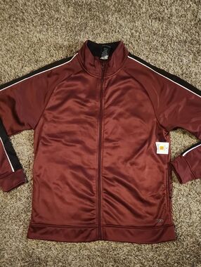 $3/Bundled- Pro Player Burgundy and Black Athletic Zip Jacket